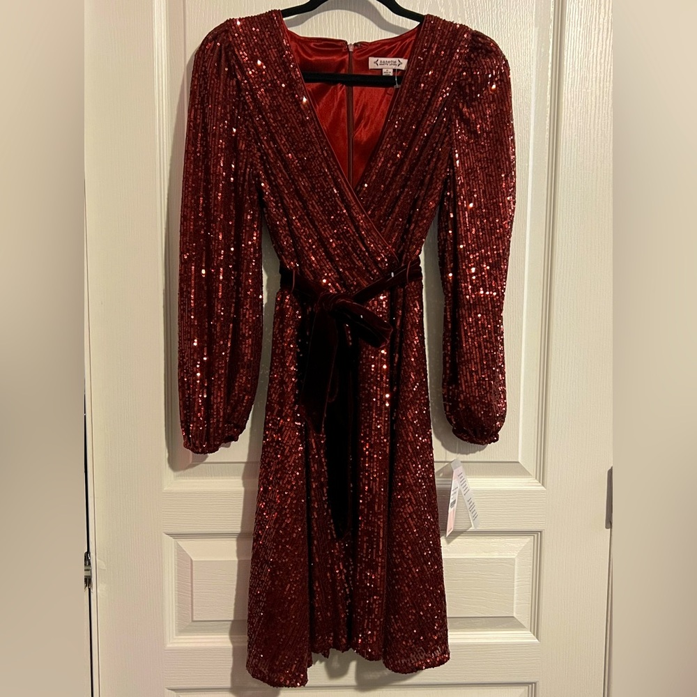 Nanette Lepore Burgundy Sequin Midi Dress